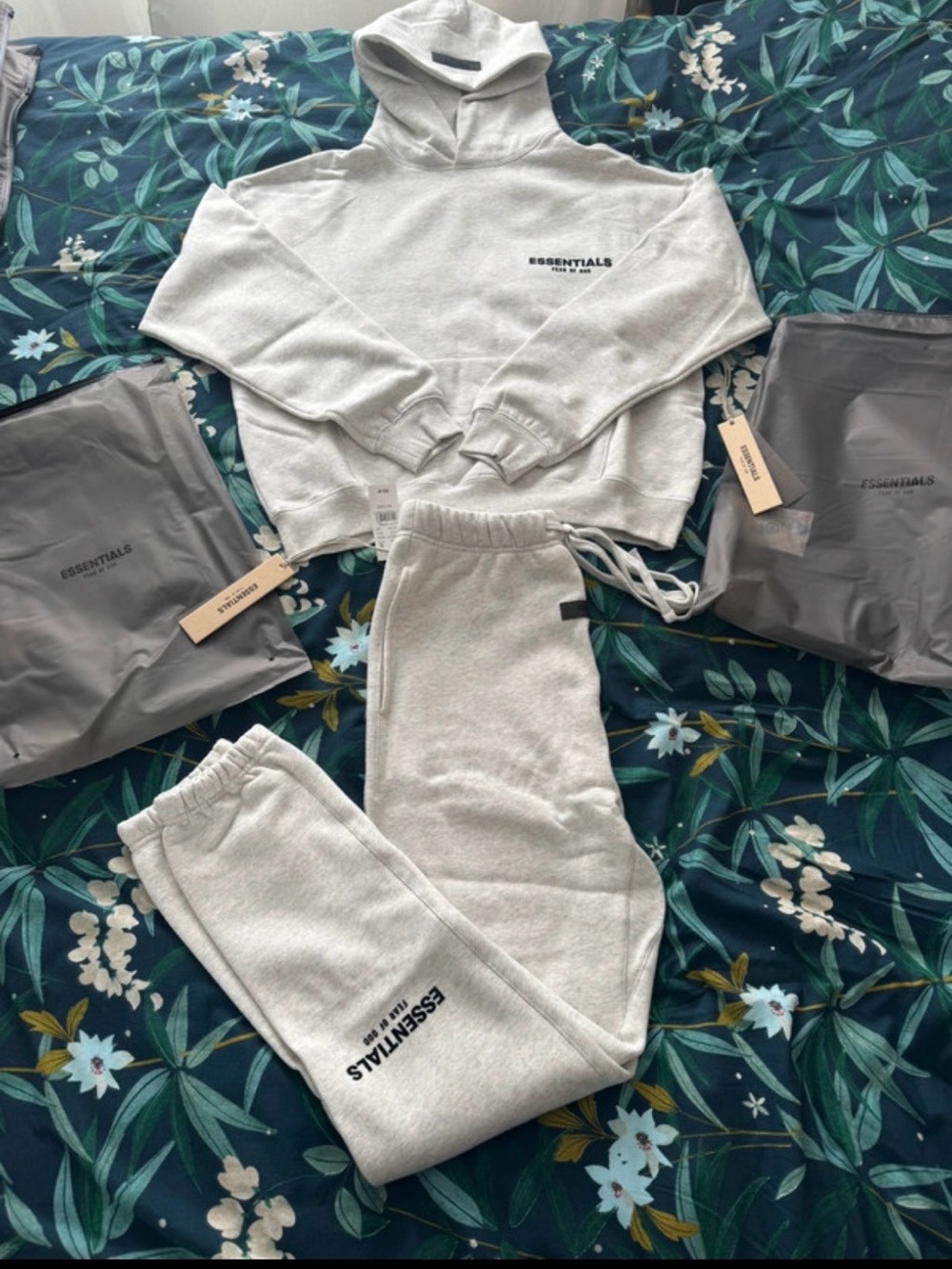 New ESSENTIALS Light Gray Logo Sweatpants